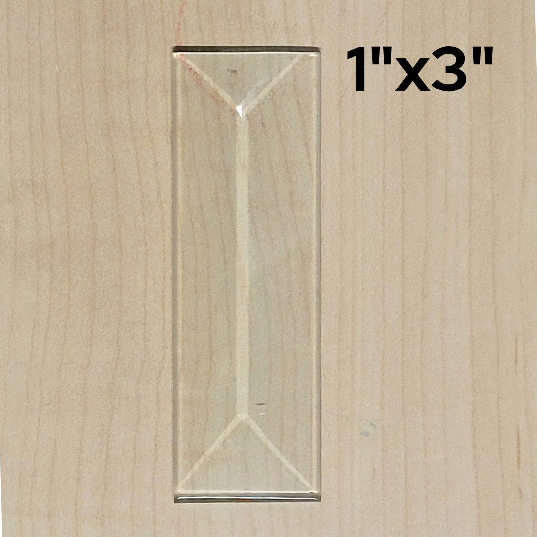 1"x3" Clear Bevel Rectangle (1 inch x 3 inch) | 10 or 30 Pack